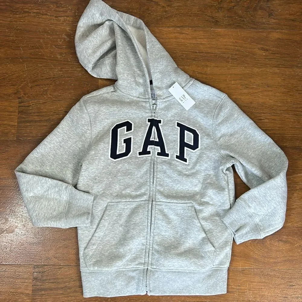 New boys girls Kids Vintage Soft GAP Logo Hoodie small 6-7 NWT GRAY jacket